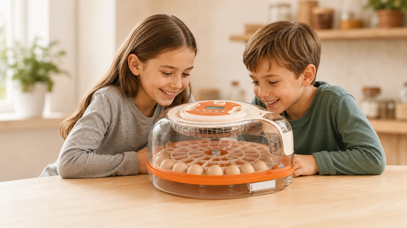 Two children observing the Onya 26 Pro at home